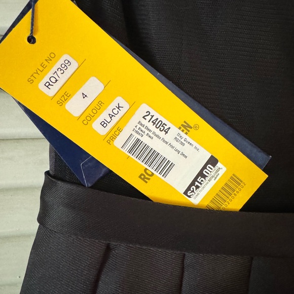 NWT GORGEOUS BLK SHEER FLORAL ILLUSION GOWN SZ 4, 64” LONG W/BUILT IN CRINOLINE - Picture 8 of 10